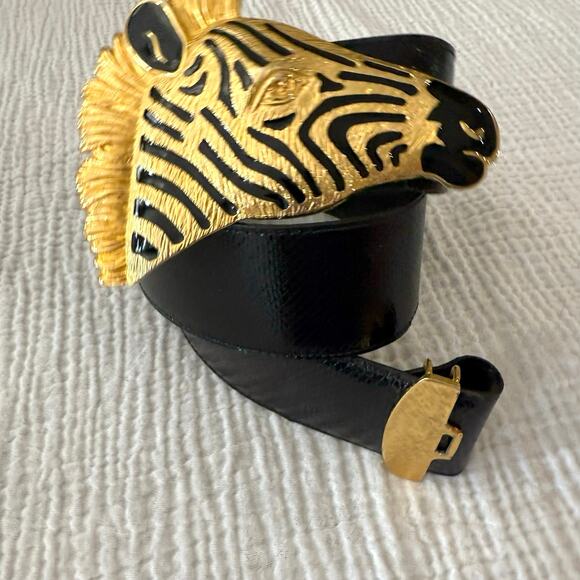 Dotty Smith Belt Size 28 - 32 Genuine Snake Belt Large Zebra Head Buckle - Picture 7 of 12